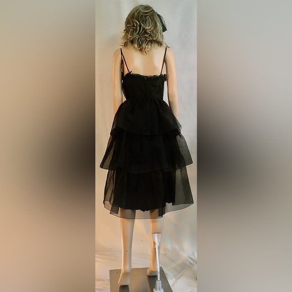 VINTAGE Black sleeveless midi cocktail dress petite feminine retro Evening wear - Picture 6 of 10